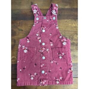 The Childrens Place Mauve Cotton Floral Corduroy Jumper Dress Adjustable Size 2T